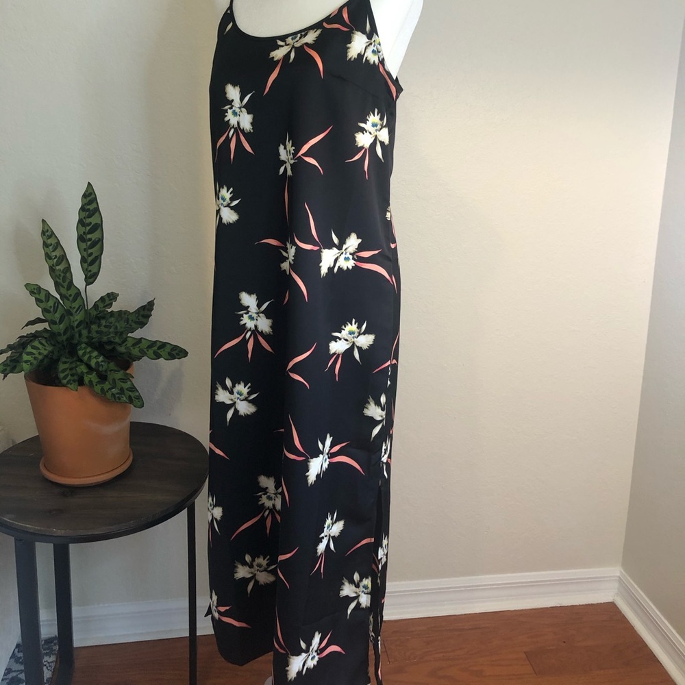 Black floral satin J. Crew dress